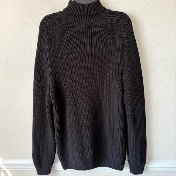 Zara Black Cotton Cable Knit Turtleneck Tunic Sweater - Picture 5 of 7